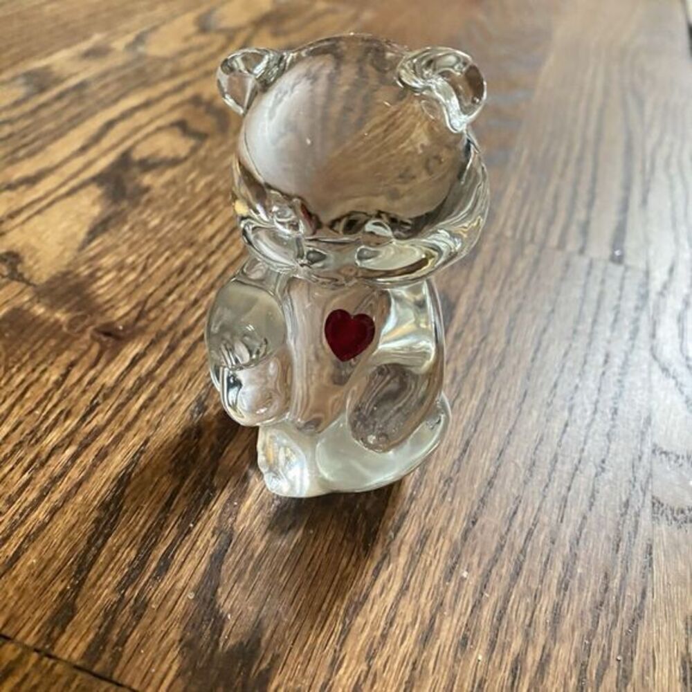 Fenton Art Glass Bear Ruby Red Heart July Birthstone Paperweight USA Valentines